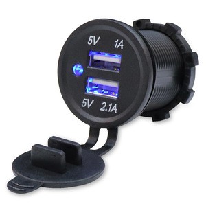 3.1A Double USB Panel Mount 12V 5V 1A 2.1A DS2013 Electric Dual Twin USB Car Charger For Mobile Phone