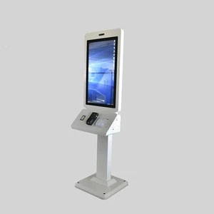 32 inch self-service kiosk for ordering with stand slim design with payment terminal bracket