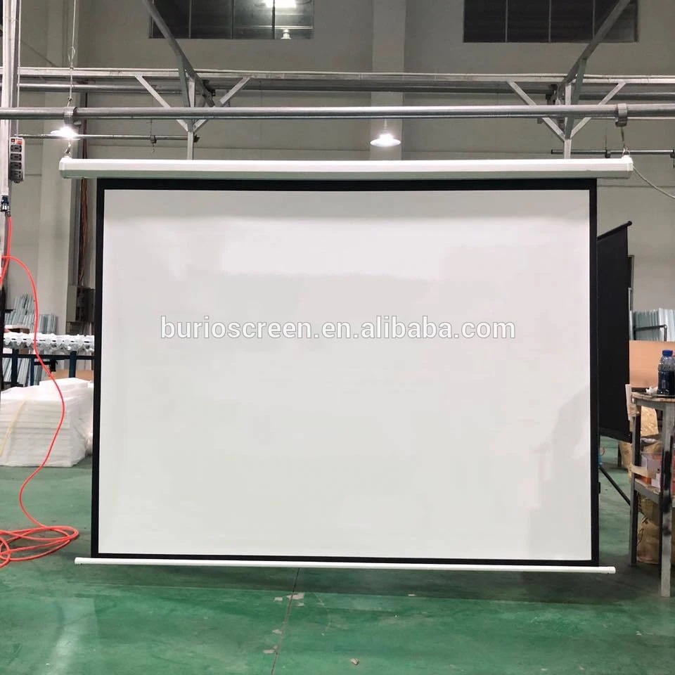3D Home Cinema Electric Projector Screen Wall Mounted Matte White Motorized Projection Screens With Remote Control