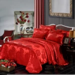 4 Pcs Silk Bedding Sets 100% Cotton, Stock Jacquard Cotton Bedding Sets Queen Comforter/