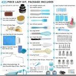 435 PCS Cake tools Sets With 3 Cake Pan Turntable 62 Nozzles Pastry Bags Spatulas Cake Decorating Supplies