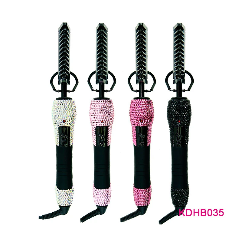 500F degree high heat hot hair comb professional hair styling tools bling ceramic pressing hair comb