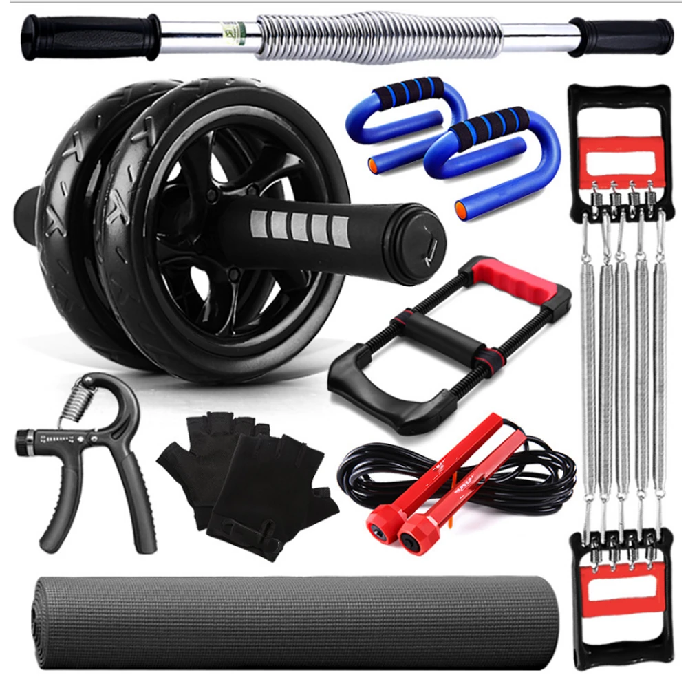 6-in-1  Wheel Roller Kit Roller Pro with Push-Up Bar Jump Rope and Knee Pad - Perfect Abdominal Core Carver Fitness Workou