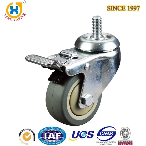 6 inch Scaffold Caster Wheel With Brake Base With Hollow Kingpin,140kg Load Capacity