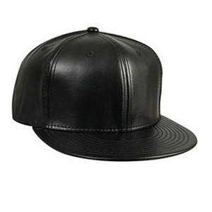 6-Panel Faux Leather Round Flat Visor Pro Style Baseball Cap - 90% polyester &amp; 10% PU faux leather and comes with your logo