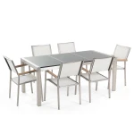 6 Seater Garden Dining Set Grey Granite Top and  Texteline Chairs