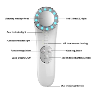7 in 1 Face Cleaner Lifting Machine LED Blue & Red Light Wave High Frequency Promote Face Cream Absorption Face Massager