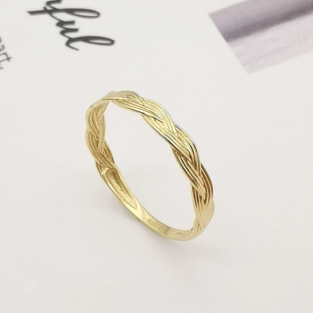 9k Solid Gold Twist Wave gold design Fashion Women Finger Ring 9K Real Genuine Gold Jewelry Fashion Women Finger Ring Wholesale