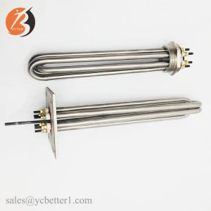 9kw 12kw electric water tubular heating element oil immersion heater with round flange