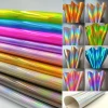 A5 Craft Cloth DIY Bow Material 3D Laser Holographic iridescent Rainbow Mirrored Leather Bag Dress PU Leather Fabric