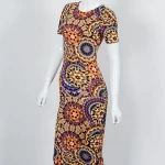 African Short Sleeve Knee Length Cotton Ethnic Ladies Dress