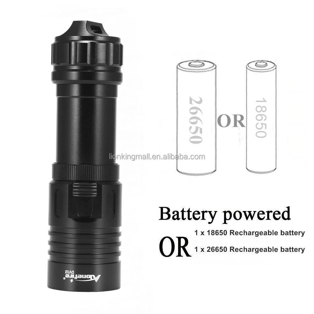 Alonefire DV32 XM-L2 50m Professional Diving light Underwater Waterproof Tactical Dive Flashlight Torch lamp 26650 battery
