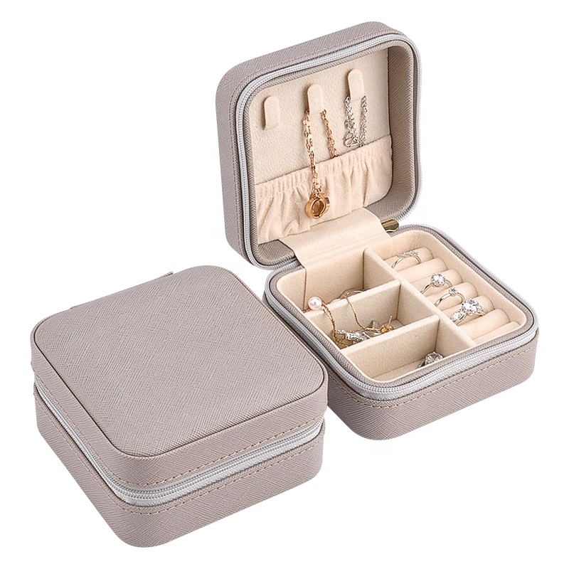 Amazon Hot Custom Pu Leather Portable Jewelry Case Small Travel Jewellery Organizer Storage Jewelry Box