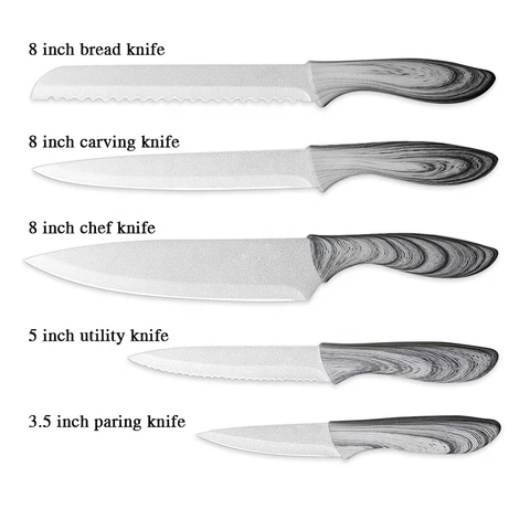 Amazon hot selling kitchen knife set marble grain handle kitchen knives set
