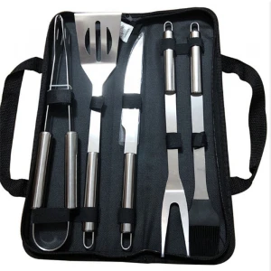 Amazon Top Selling 5 Pcs BBQ Grill Barbeque Set Tools Stainless Steel Muti-funtional BBQ Tools With Bag
