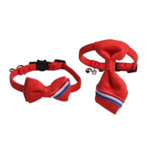 Amigo Fashion American Flag Design Pet Neckties Collar Adjustable Velvet Bow Tie Breakaway Kitty Cat Collar With Bells