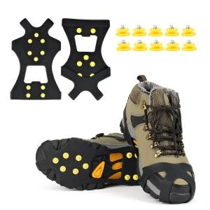 Anti slip 10 studs ice gripper snow crampons over shoes