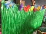 Artificial Plastic Yellow Green Hawaiian Tropical Flower Table Skirt for Luau Party Table Decoration