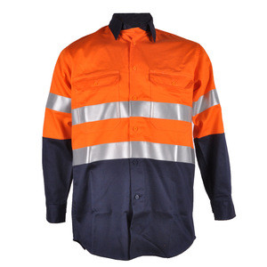 Australia 100% cotton soft hand feeling customized color style fireproof FR uniform shirt with flame retardant tape