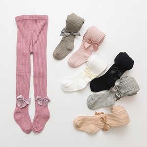 Autumn New Baby Leggings Baby Girl Socks Bow Knit Children&#39;s Pantyhose