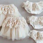 Baby Girl Summer Beige Fluffy  Gauze Tutu Skirt