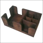 Bar and Restaurant Straw &Napkin Condiment   Holder Oak Stain Wooden Condiment Caddy