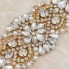 Beaded gold embroidery and rhinestone applique crystal decoration