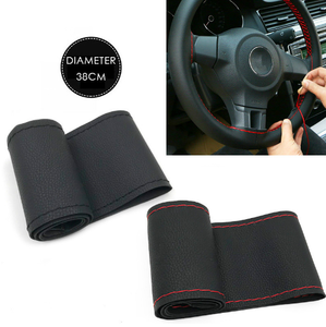 Best Quality - DIY Genuine Leather Car Steering Wheel Cover Soft Anti slip 100% Cowhide Braid With Needles Thread