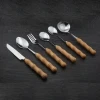 Best quality Stainless Steel wood bamboo handle flatware