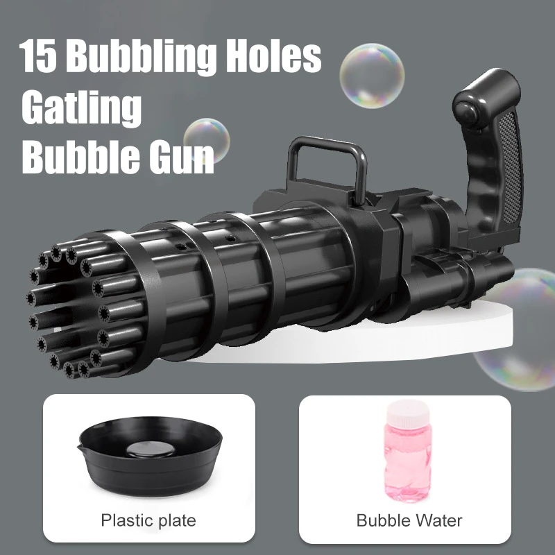 Big Size Summer Electric soap Bubble Machine Play Games Outdoor Toy 15 holes gatling bubble machine blaster gun for boy