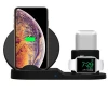 Black 3 in 1 Wireless Fast Charger Watch Charging QI Standard Charger Dock Phone Metal Bracket Earphones Charge Station