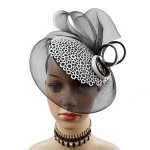 Black party hair accessories elegant women wedding sinamay fabric fascinator