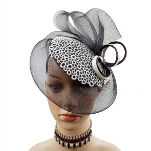 Black party hair accessories elegant women wedding sinamay fabric fascinator