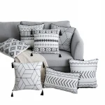 Bohemian design velvet soft cushion cover for sofa geometric printed pillow case with tassel new design cushion cover