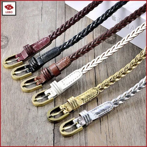 bonded leather women braid knitting belt fashion braid elastic belt gold silver woven belts