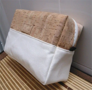 Boshiho Fashion Travel Kit Eco Friendly Canvas Toiletry Case For Women Cork Cosmetic Bag