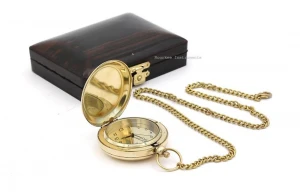 Brass Lid Pocket Watch with Wooden Box