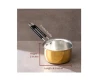 Brass & Steel Pot Cookware With Handle Kitchenware Metal Utensils Solid Round Serving 2000 ML Capacity brass Milk Pot