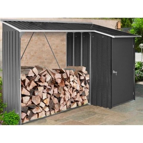 Building Products 8 x 3 ft. The Versatile WoodStore Combo Firewood Storage Metal Shed