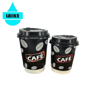 cafe bean printed 8oz double wall paper cup with lid for Saudi Arabia market