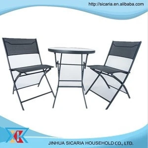 cafe foldable glass table and chair set
