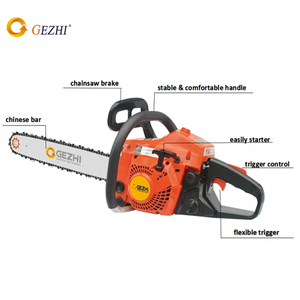 CE GS EMC approved hot selling gasoline 52cc chain saw for forest