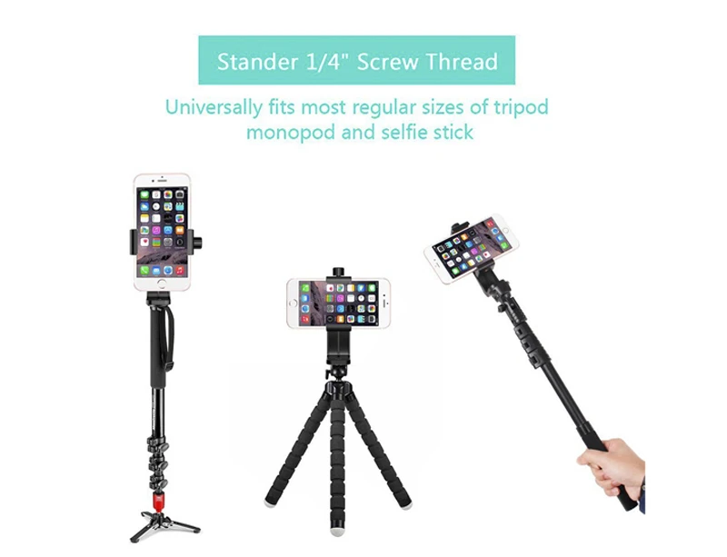 Cell Phone Tripod Adapter Holder Clip For iPhone and other 5.5-8.0cm Width Smart Phones