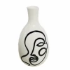 Ceramic Abstract Human Face Art Black And White Nordic Minimalist Modern Flower Vase