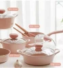 Ceramic non-stick pink Fika pan for home frying