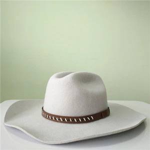 CH99 Wholesale High Quality Custom White Color Wool Cowboy Hat