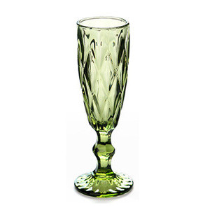chainese made  Wholesale handmade restaurant use vintage embossed glass wine colored goblet