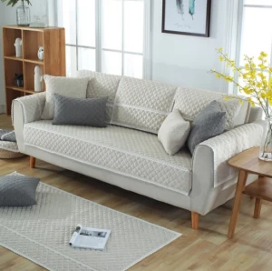 Charmcci 600203 Elegant new quilted sofa cover plain fabric upholstery non-slip latest design slipcover