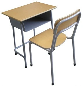Cheap price factory study desk Single School Student Desk And Chair set for school furniture