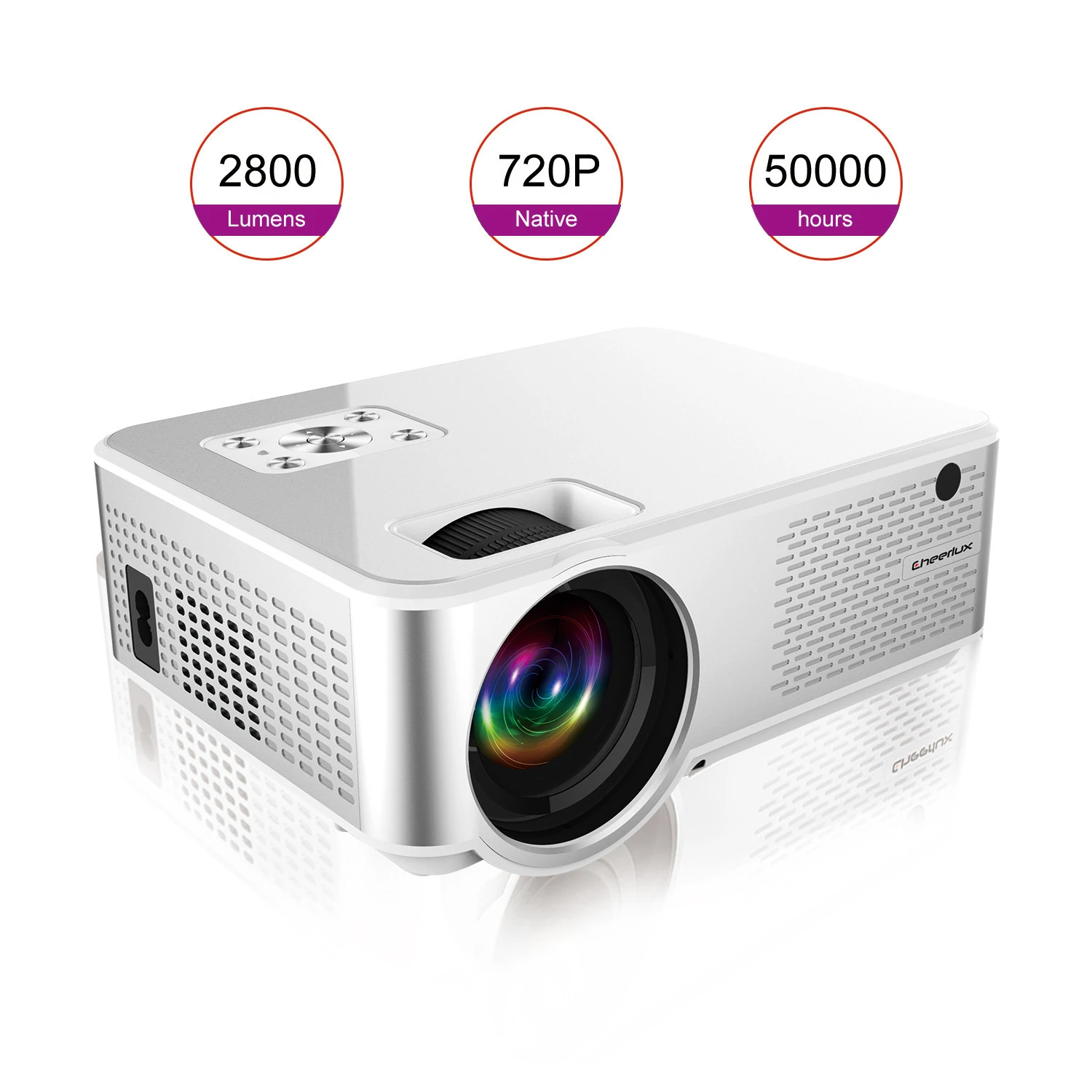 CHEERLUX C9 Newest HD Projector native 720P 2800 lumens LED Projector Home Theater Projector